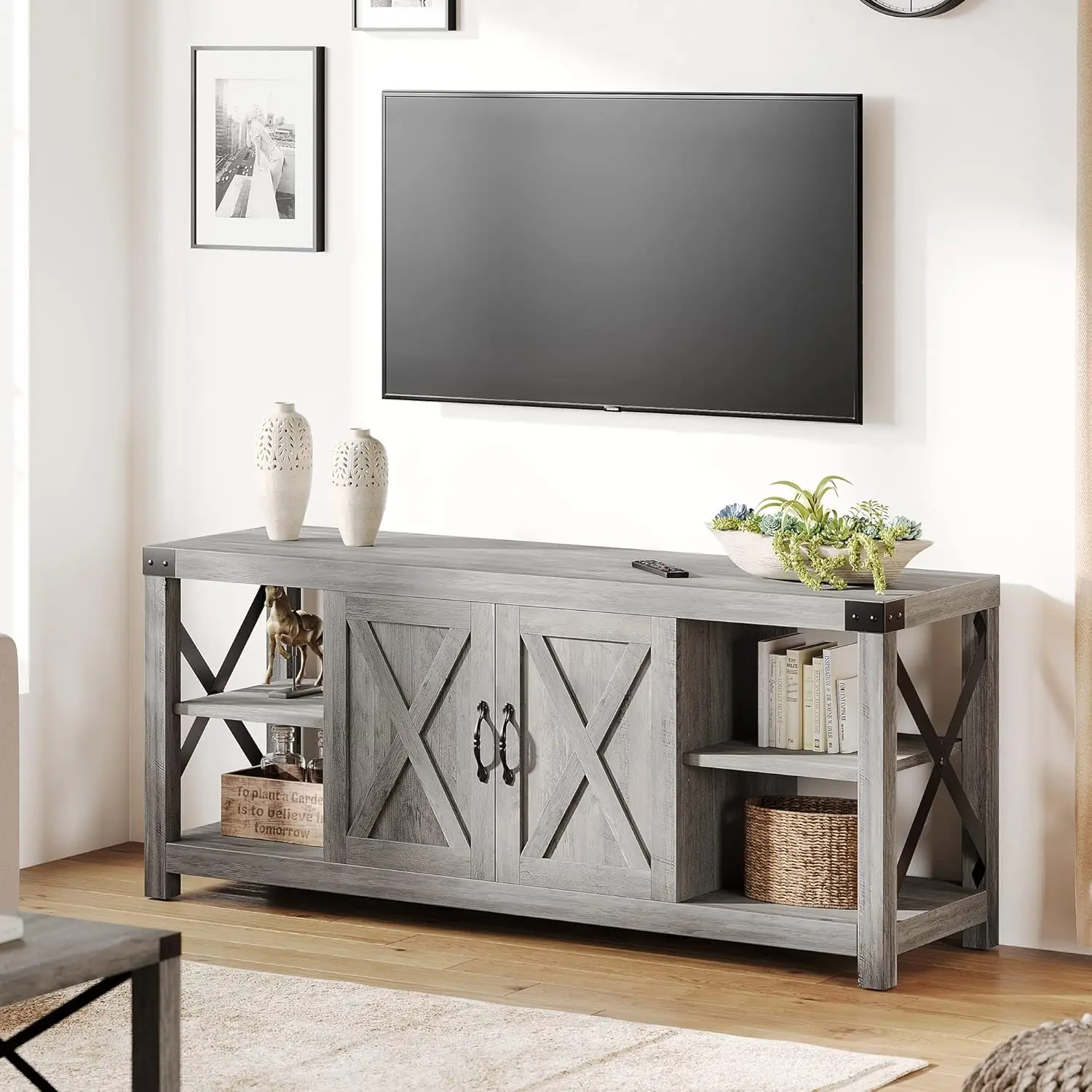 Combohome Modern Style Tv Cabinet Log Color Living Room Furniture Quality Wooden Tv Stand with Big Storage Room