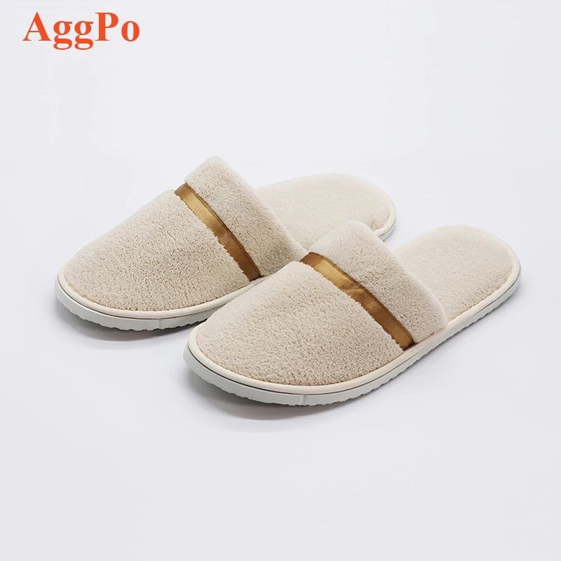 Coral fleece thickened slippers hotel soft comfortable non-slip slippers home wear resistant washable disposable slippers