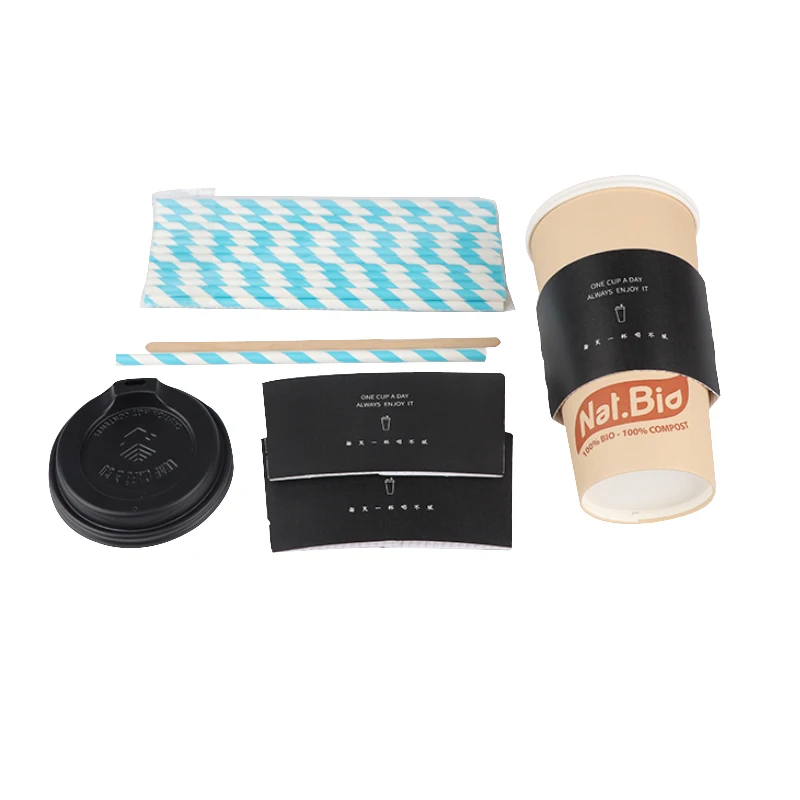 Disposable Coffee Cup Sleeves for 10oz 12oz 16 oz Protective Corrugated Cup Sleeve Brown For Hot Cold Beverage Drinking Cup