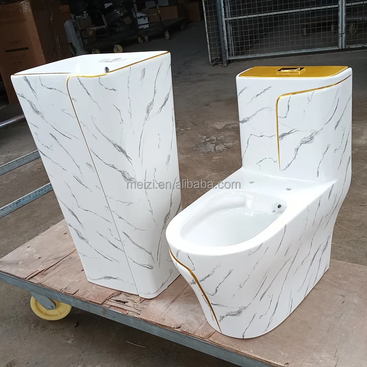 Marble sanitary ware suite wc one piece ceramic commode toilet and sink sets bathroom luxury