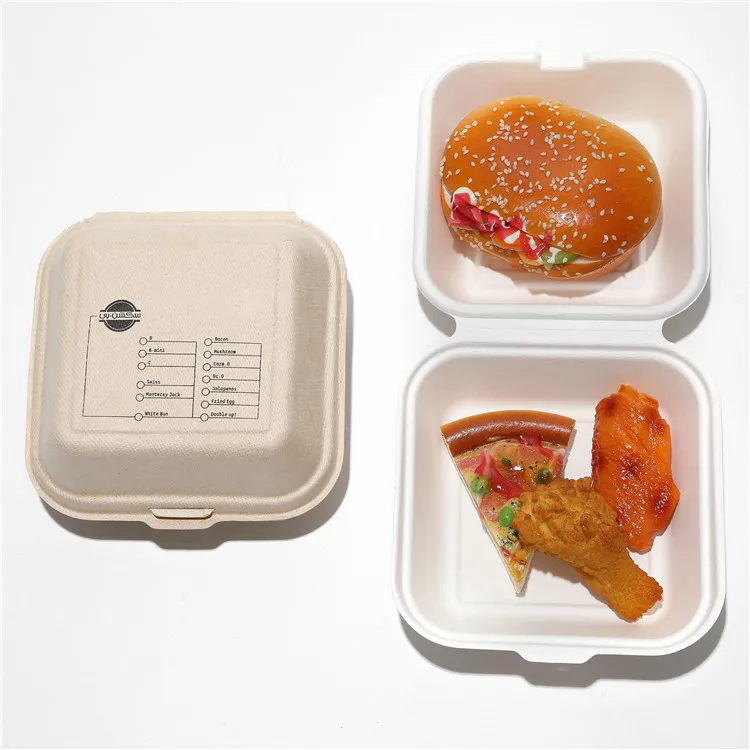 Biodegradable Disposable Ecofriendly Bamboo Pulp Sugarcane Bagasse Lunch Box
