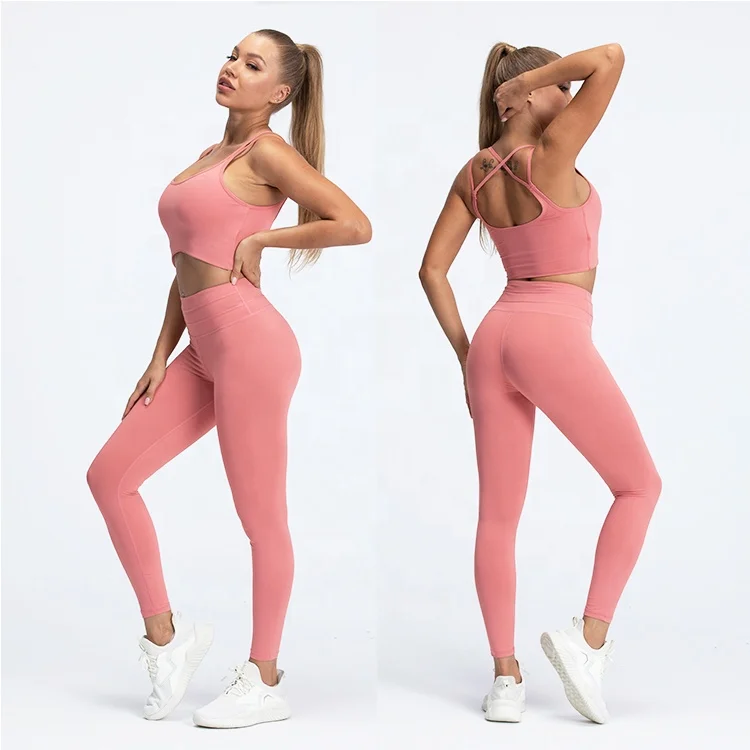 
 Новинка 2021, стильная одежда для фитнеса и йоги, сексуальный топ с перекрестной спиной, Леггинсы для йоги с высокой талией, Женские сексуальные комплекты одежды для йоги и активного отдыха  