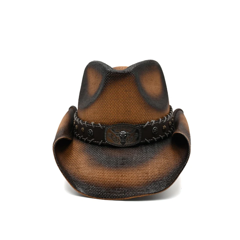 Vintage Vibes Shapeable Brim with Popular Accessory Western Straw Cowboy Hat Men