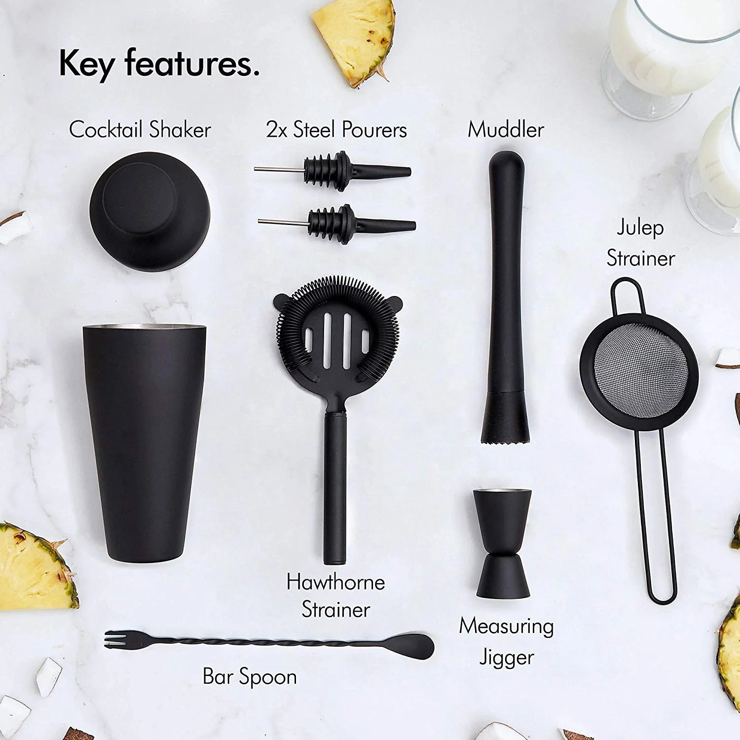 Cocktail shaker best sellers 2023 factory price bar accessories bar tool set golden supplier matte black cocktail shaker