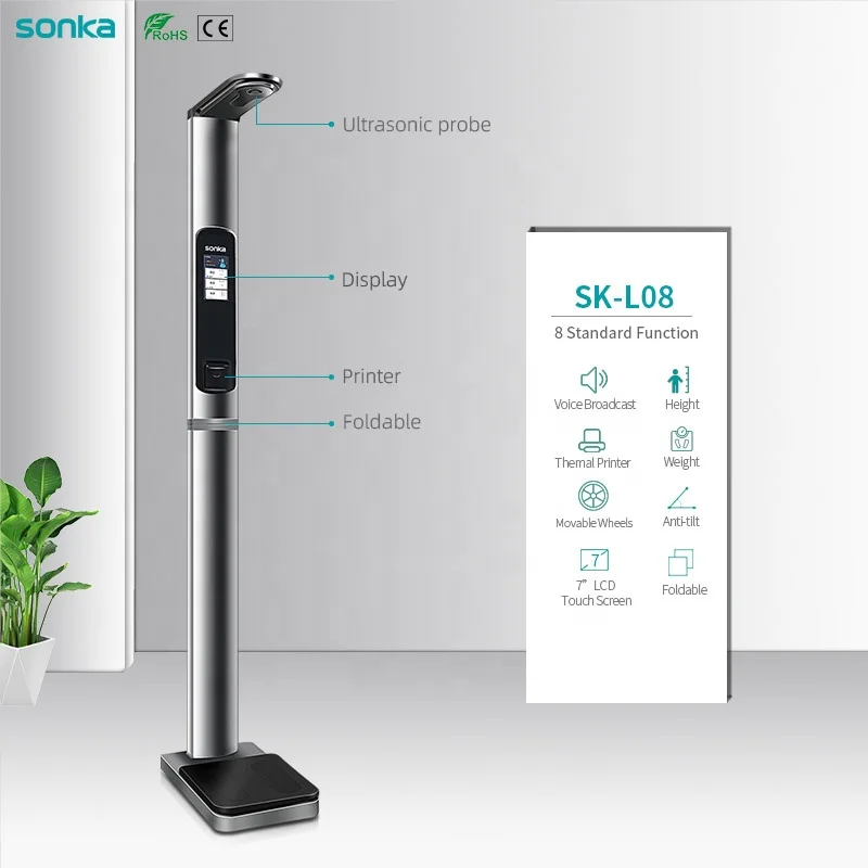 Sonka ultrasonic weighing measurement smart weight and height scale digital coin machine body fat scale