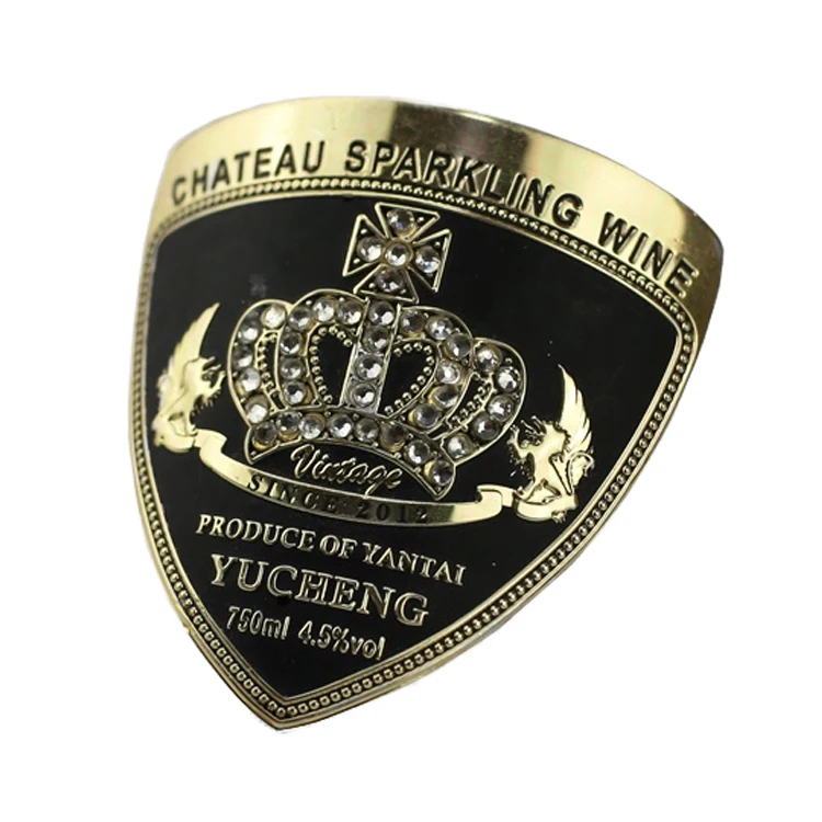 2024 Factory Direct Adhesive Metal Brand Name Embossed Label Sticker Paper Bottle Wine embossed sticker drum labels