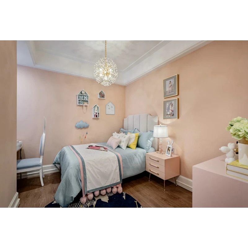 2019 Customized Fashion Home Furniture Design Child Bedroom with Pink Fabric