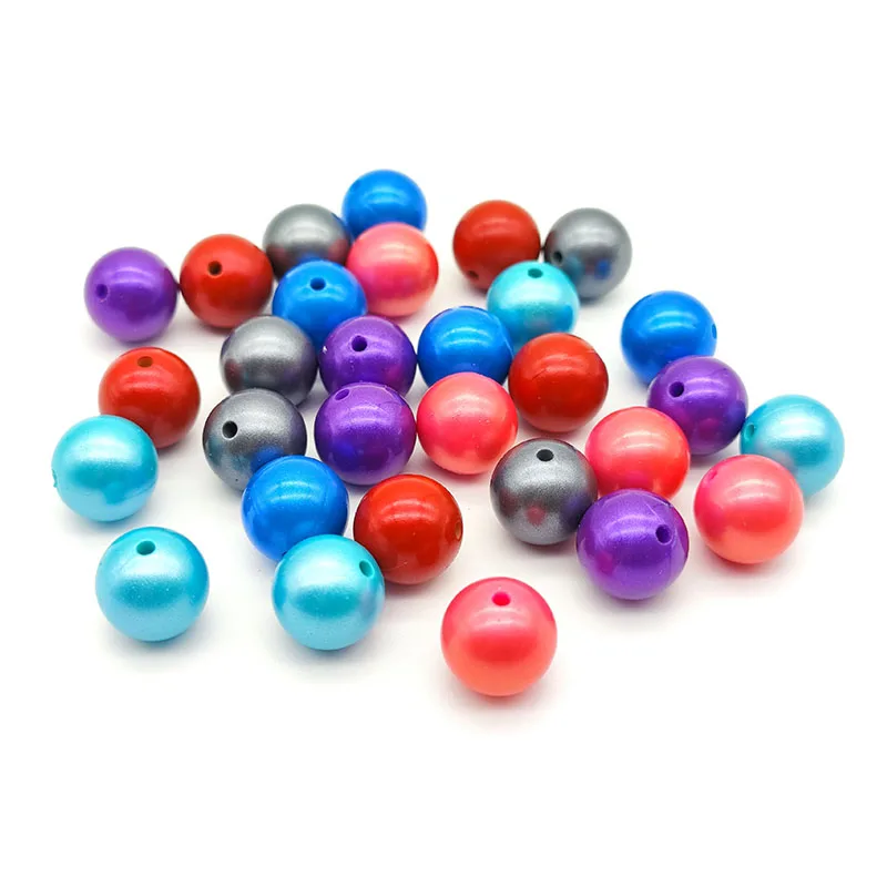 Factory Direct New Color Silicone Metallic Beads 15mm Food Grade Silicone Loose Teething Beads For Beaded Pen Making