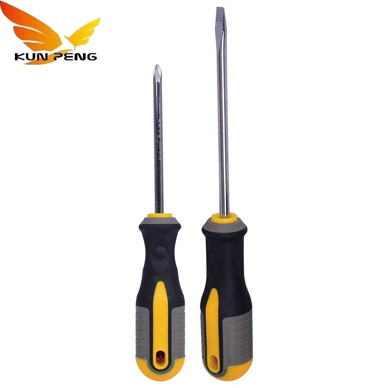 High Quality Three Color Handle Slotted Flat Blade Magnetic Screwdriver Crv Chromium Vanadium Steel Phillips Screwdriver