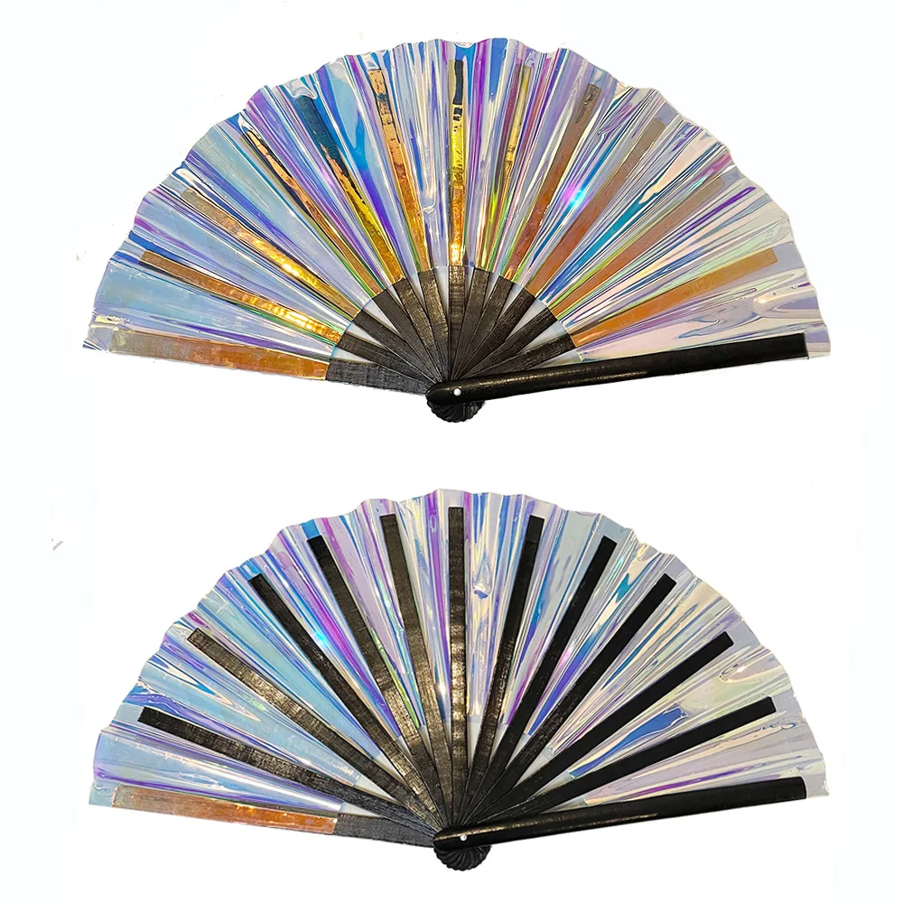Лидер продаж 2022, бамбуковые хроматические переливающиеся фанаты, большие руки, фанаты для танцевальной вечеринки