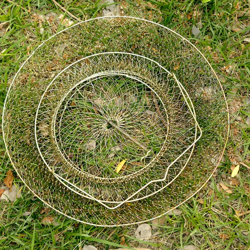 Galvanized Steel Wire Fish Baskets Collapsible Wire Fish Baskets Portable Fishing Basket Robust and Easy to Use