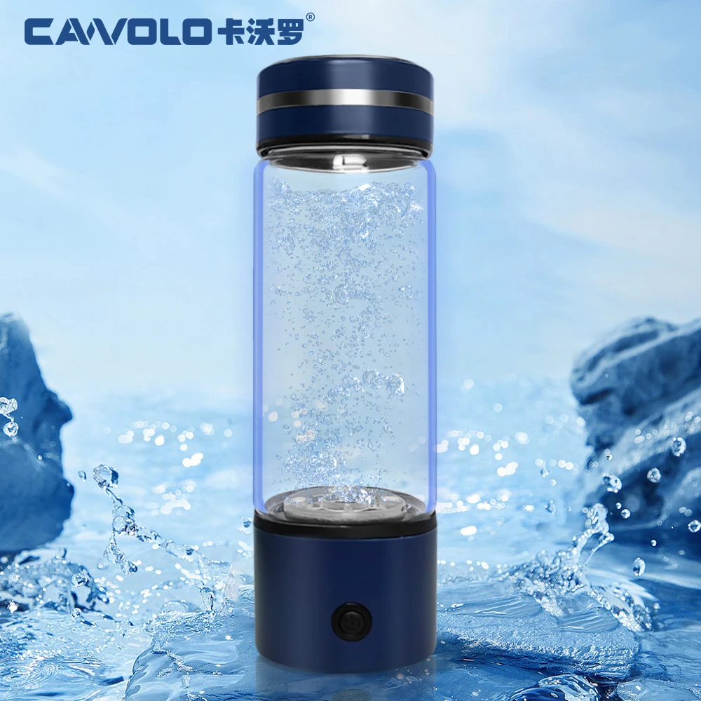 2024 New Design SPE Hydrogen Bottle Water 330ml Glass Hydrogen Water Cup Cawolo Rich Hydrogen Water Bottle Generator Machine