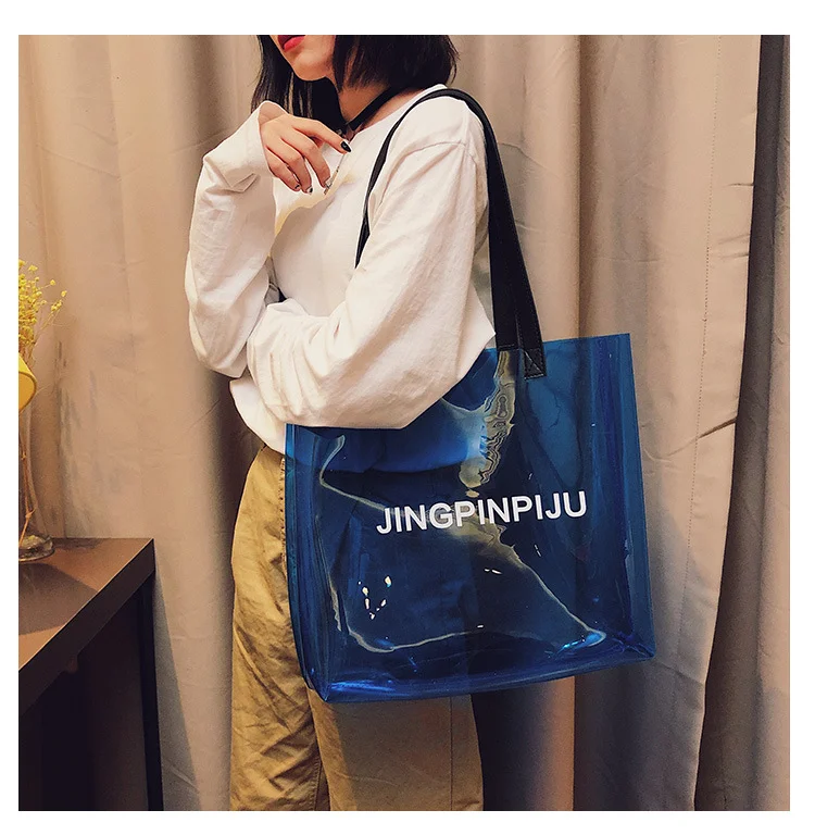 Personalized candy colored high-quality custom letter waterproof large capacity shopping gift pvc bag