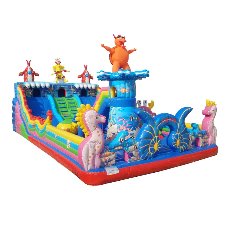 sea horse inflatable bounce house slide combo Sun Wukong inflatable bouncer jumper trampoline slide Monkey King castle