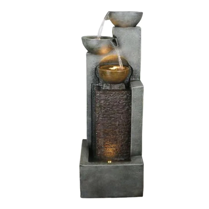 Natural garden resin fountains polyresin garden fountains with lights