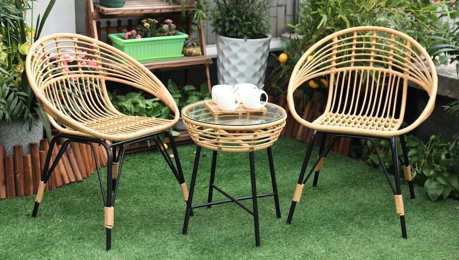 Better Price High Quality Rattan/Wicker Chairs Steel Leisure Outdoor Comfortable 3Pcs Steel Wicker Garden Furniture Outdoor Set