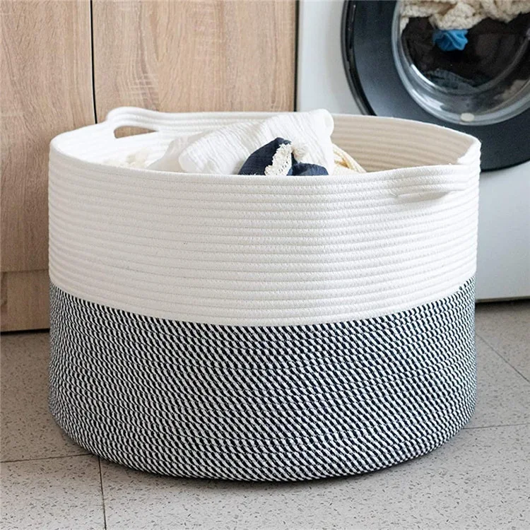 Nordic Wind Cotton Rope Woven Storage Basket Folding Cotton Rope Dirty Clothes Basket Clothing Sundry Laundry Bags & Baskets