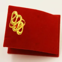 2021 Sandblasted Gold Big Flower Ring Ladies Open Gold Plated Ring Wholesale