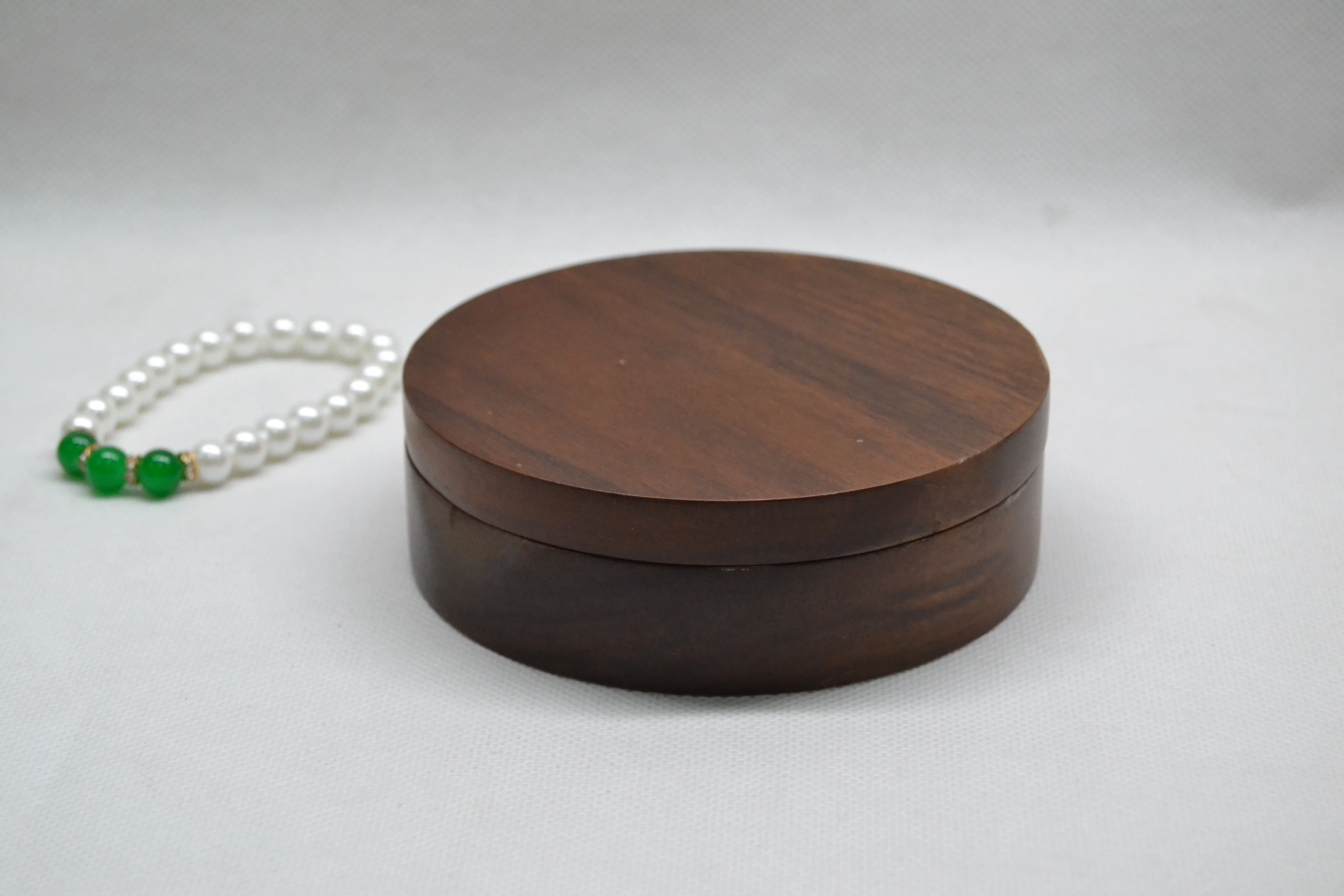 Handmade Luxury round Walnut Wooden Box for Jewelry Storage Gift Box for Bracelets Necklaces Rings Black Wood & Bamboo