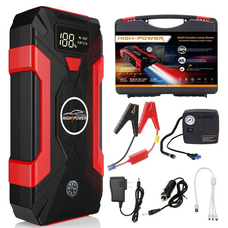 Emergency Power Supply Booster Portable Power Bank Battery Inflator Pump Inflation Cylinder Fast charger 12V Car Jump Starter