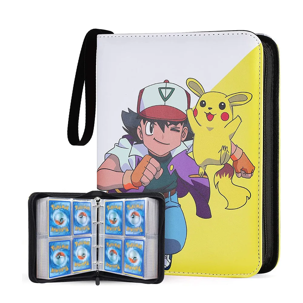 Custom Selectable Print Game Trading Card Binder 4 Pocket Card Sleeves Pu Leather Card Folder For Pokemon