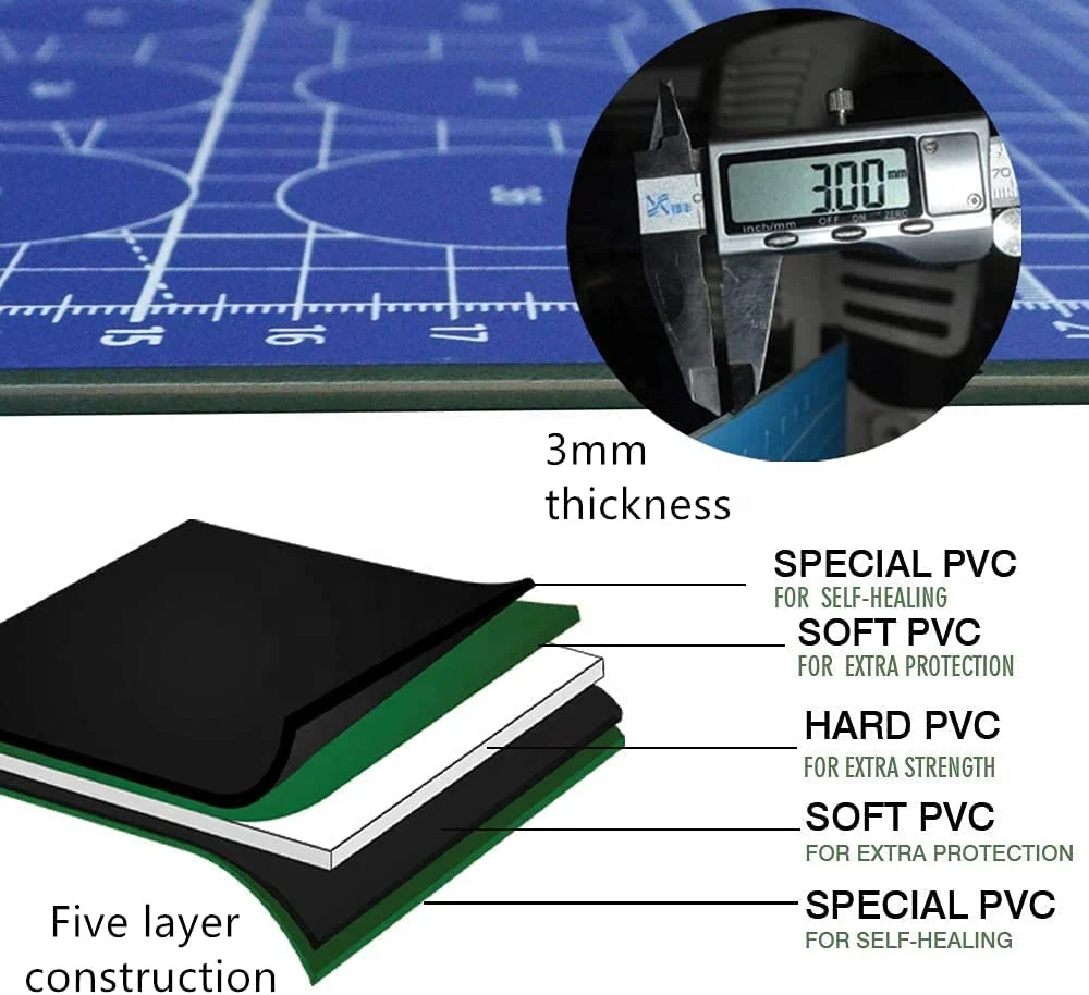 A0 A1 A2 A3 A4 5-layers PVC Cutting Board Self-healing Double Sided Cutting Mat Durable Rotary Cutting Mat for Craft Sewing