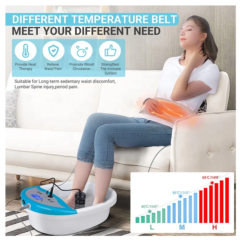 Multi-function Ionic Foot Bath Detox Machine Ion Cleanse Detox with Heating Waist Belt and Electrode Massage