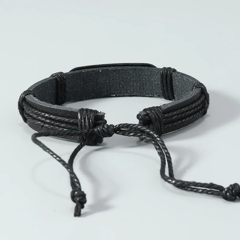 Leather Punk Vintage Rock Bracelet Adjustable Goth Cuff Bracelet Gothic Braided Buckle Wristband With Skeleton Skull Accessories