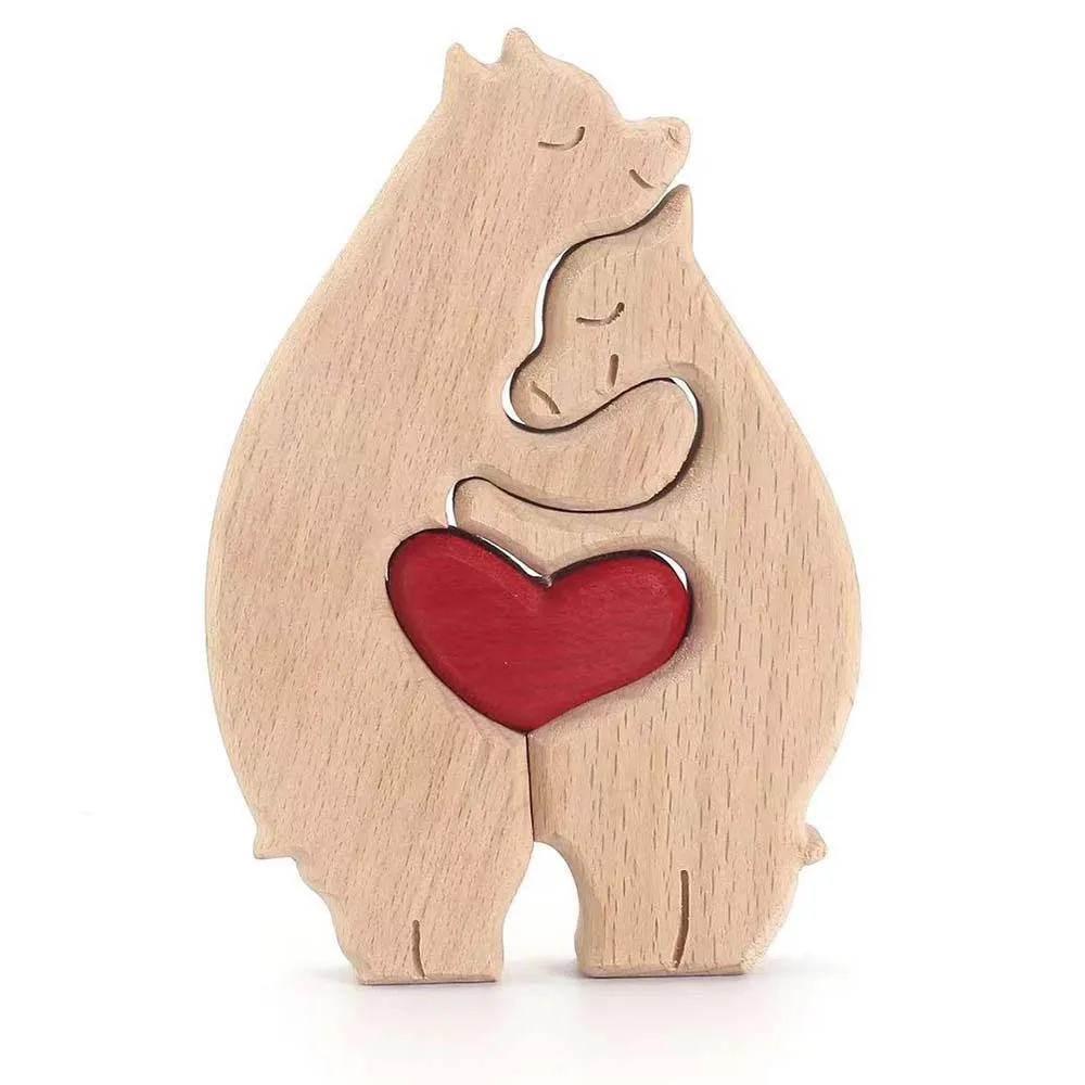 Wooden Bear Family Puzzle Art Sculpture DIY Family Member of Bears Puzzle Mothers Day Wholesale Gifts Christmas Family Ornament