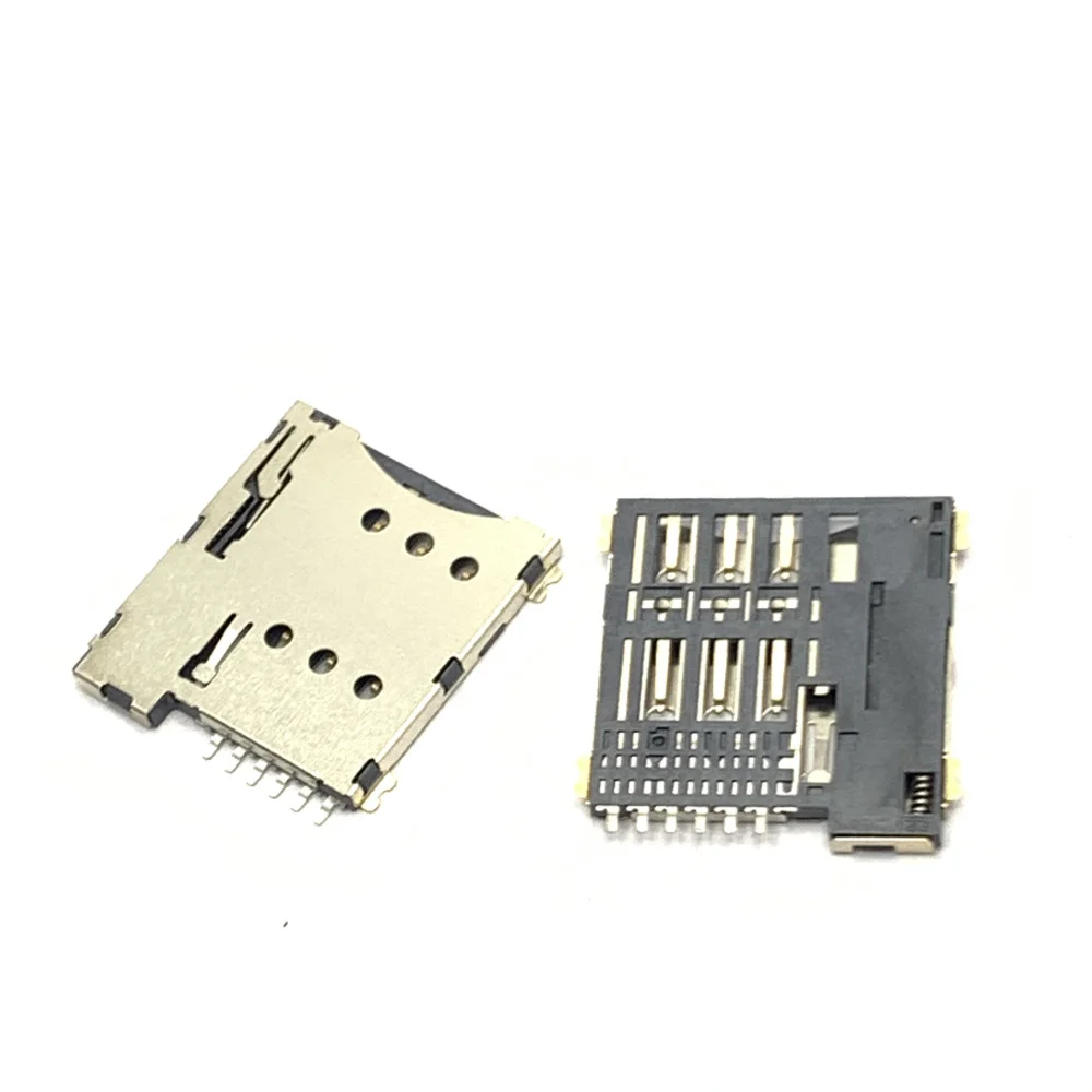 Micro sim card adapter 6 pin sim card connector push push type sim card socket