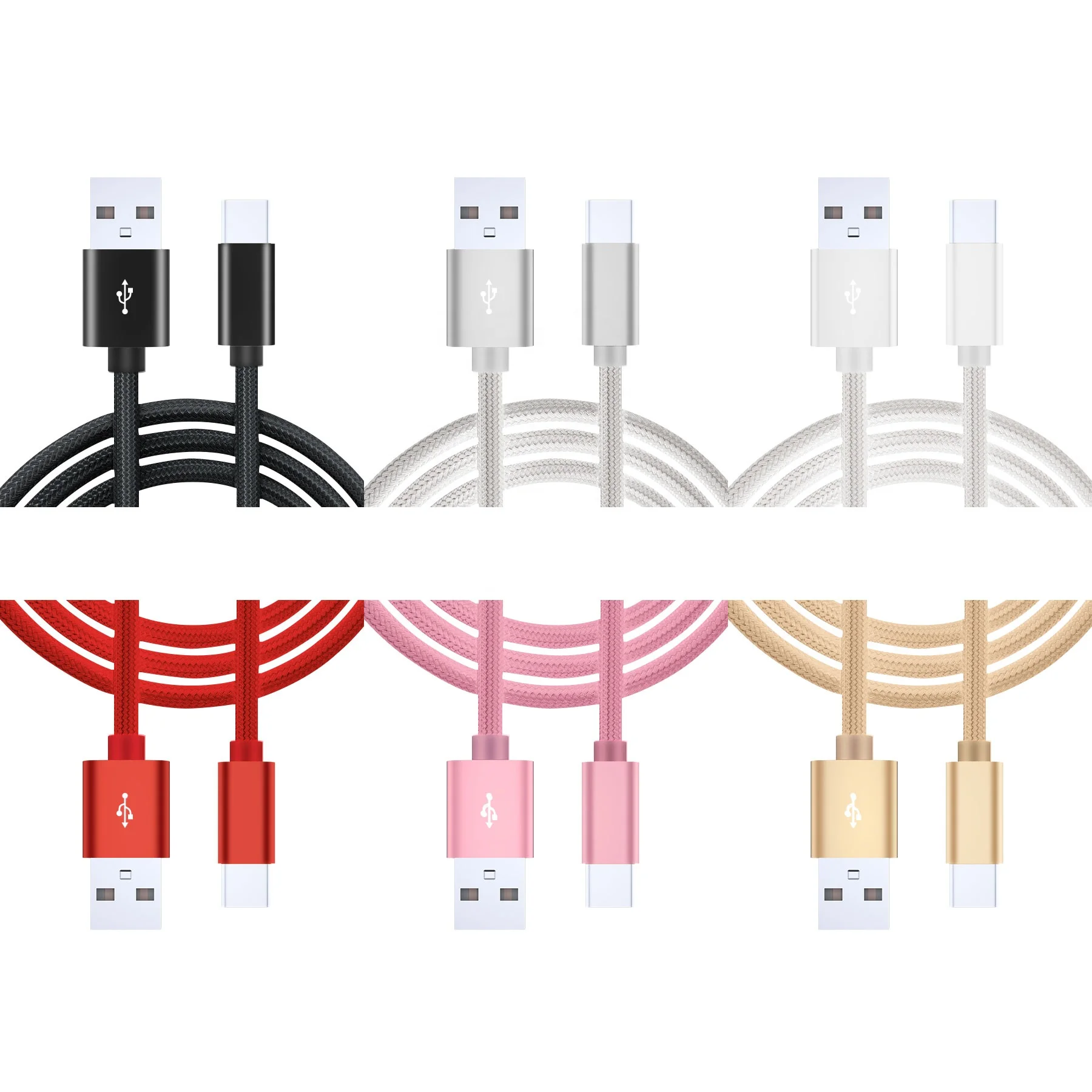 Wik-MS Wholesale Quality Cable Nylon Type C Cabo 1M 2M 3M Custom Logo Usb Ladekabel Mobile Charging Cable For Samsung