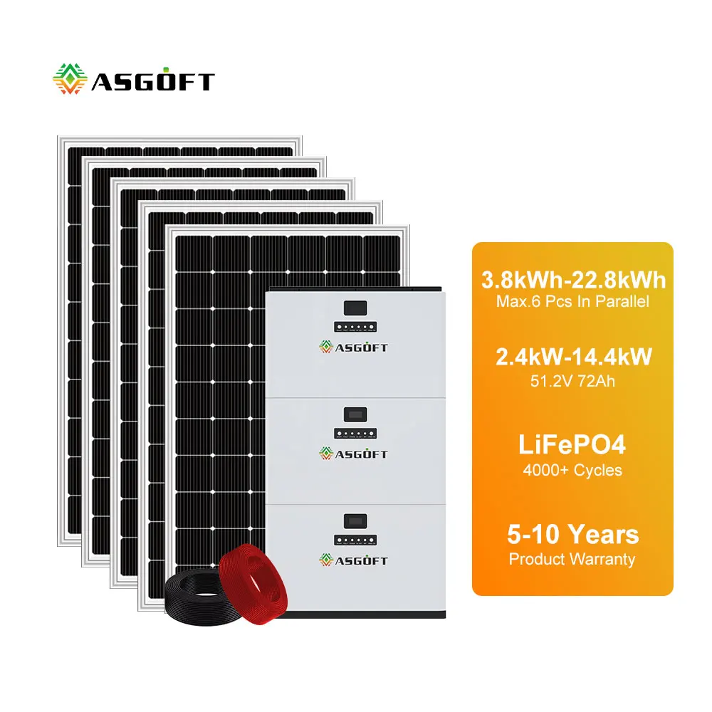 ASGOFT Europe Stock 48 В литий-ионный 100 А/ч Plug And Play Балконная батарея для немецкого балкона микро инверторных солнечных систем