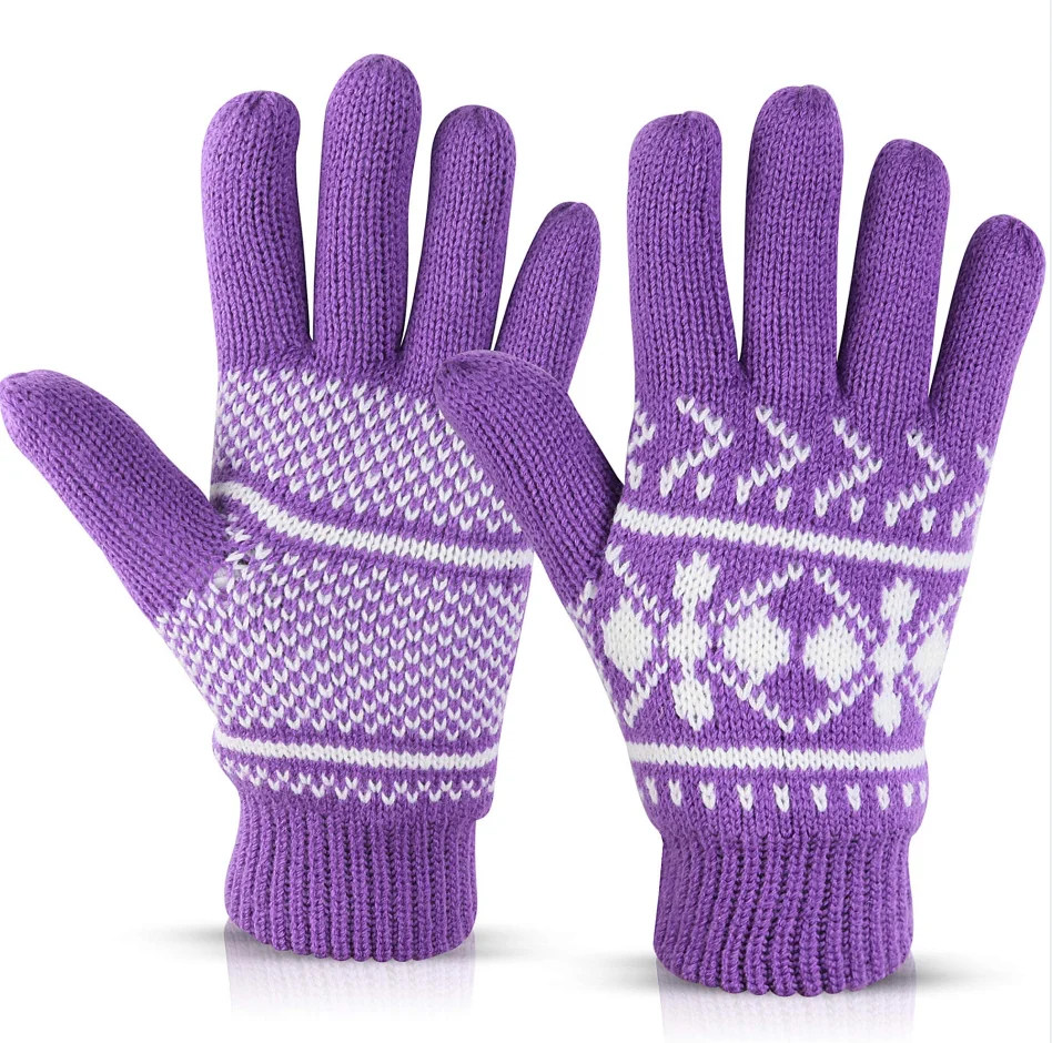 Трикотажные акриловые женские перчатки с подкладкой 3M thinsulecido, жаккардовые перчатки, зимние перчатки