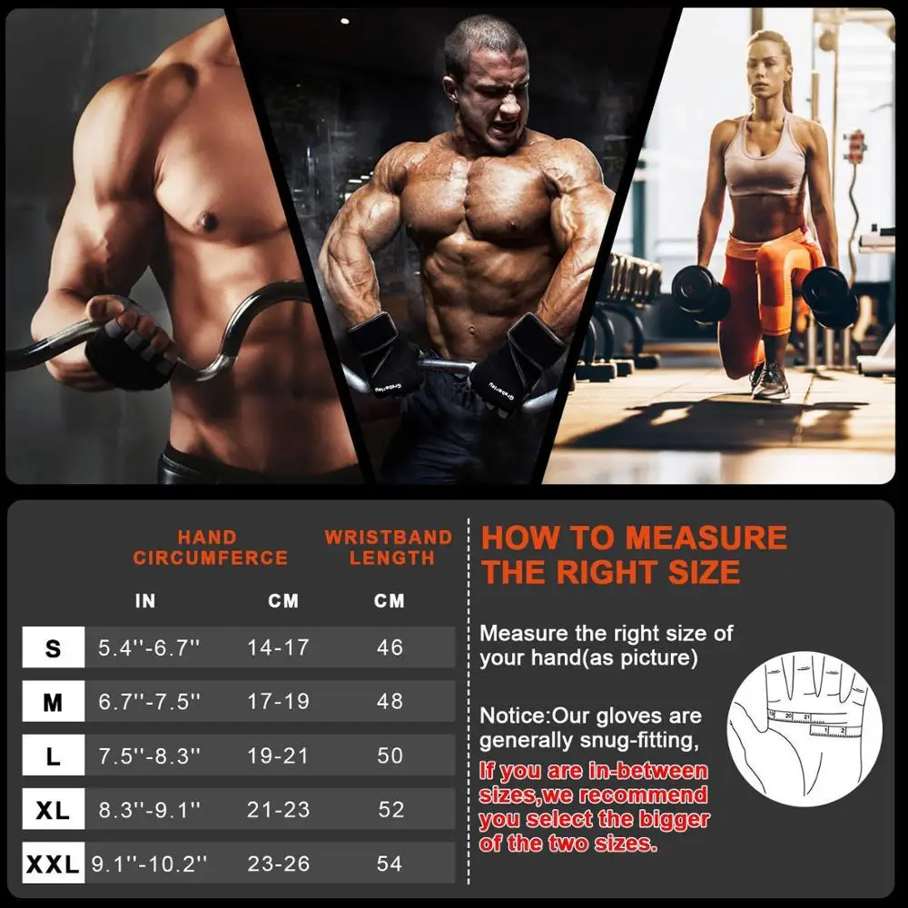 Grebarley Gym Training gloves with Wrist Support Weight lifting Breathable Sport Crossfit Training Suit for GLOVES