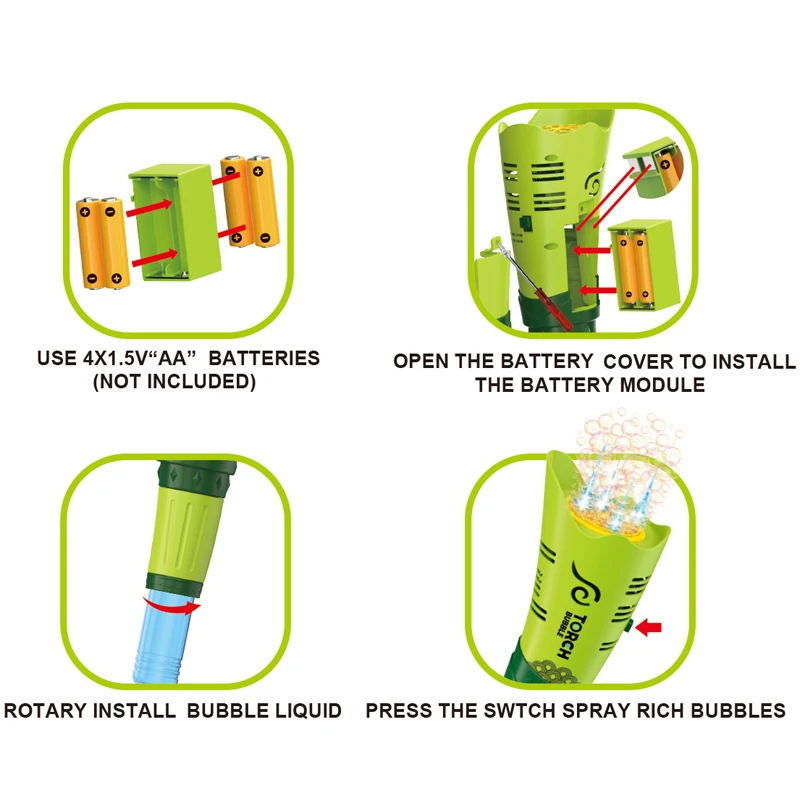 Hot selling bubble toy torch Battery operated electric bubble torch toy for kids with lights and music