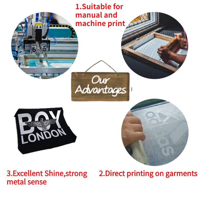 Metallic Silver Ink Silver Color Paste for Garments Printing