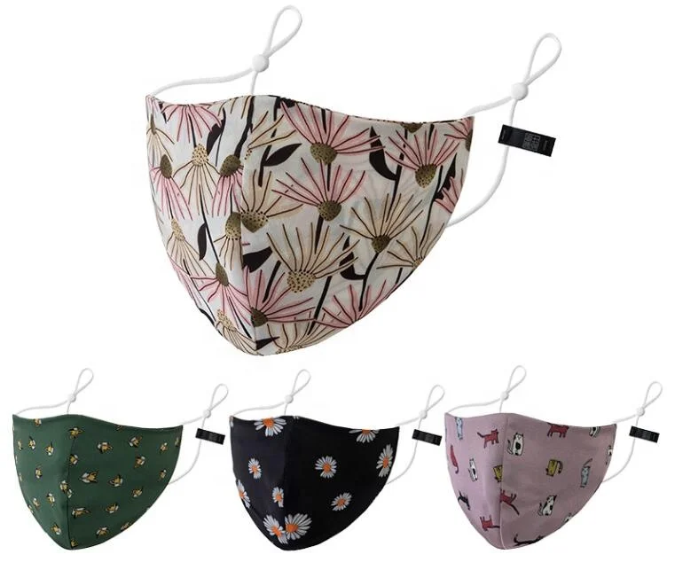 
wholesale Newest satin face maskes factory soft Smooth and breathable printed maskes girls women fashion face maskes cotton 