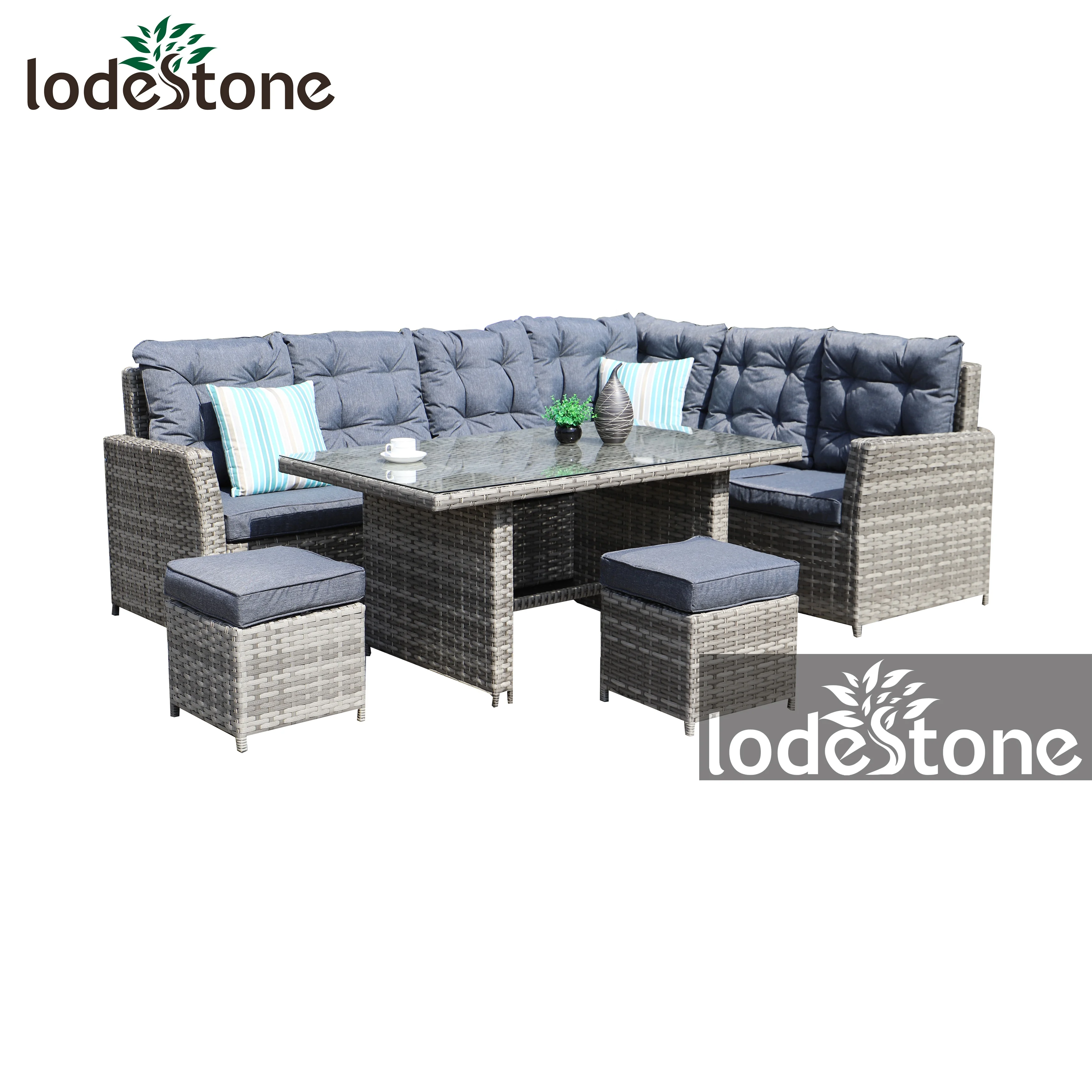 
5 pcs Classical Outdoor Rattan Furniture Garden Wicker Dining Corner Set 