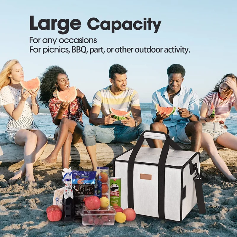 Custom Beach Hiking Durable Leak proof Collapsible Large Shoulder Strap Lunch Cool Box Picnic Thermal Insulated Cooler Bag