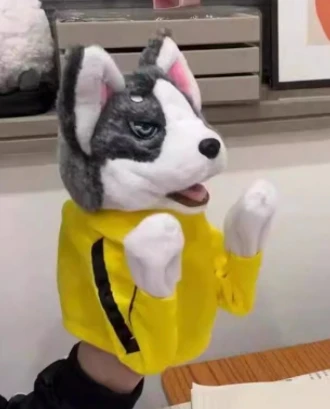 Husky boxing dog hand puppet toy funny glove plush interactive sound effects funny electric pet toy