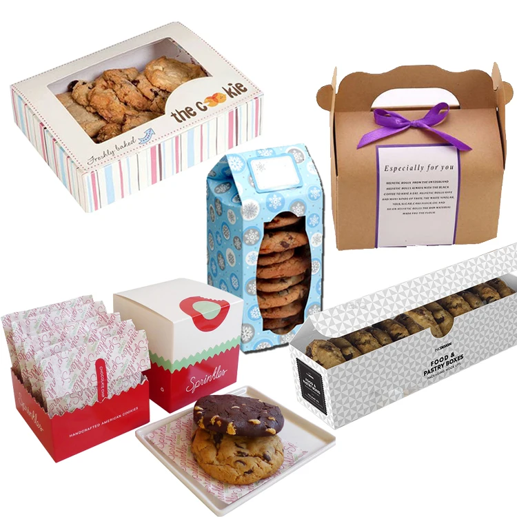 Custom design with printed logo eco friendly bakery bread packaging packing for cake snack cookie paper gift box with handle