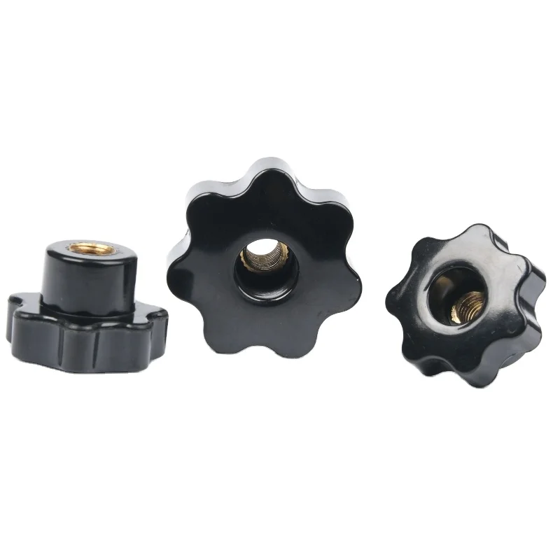Plastic Screw On Type Knurled Clamping Nuts Knob Handle Star Knob Assortment Kit Black M4/M6/M8/M10 Threaded Hand Knob
