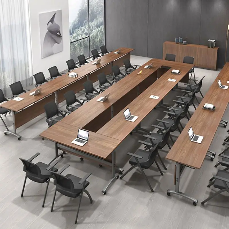 Modern Flip Top Training Desk Folding Conference Foldable Meeting Wheels Table
