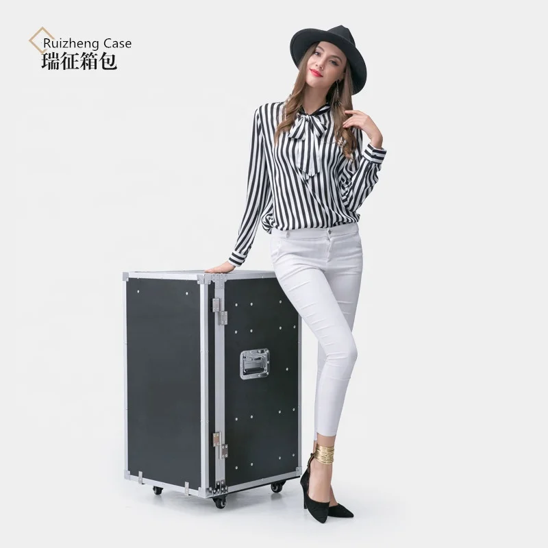 Heavy Duty Aluminum Black Aluminium Flight Case for Makeup With Four Drawers Detachable Doors OEM Customization Supported