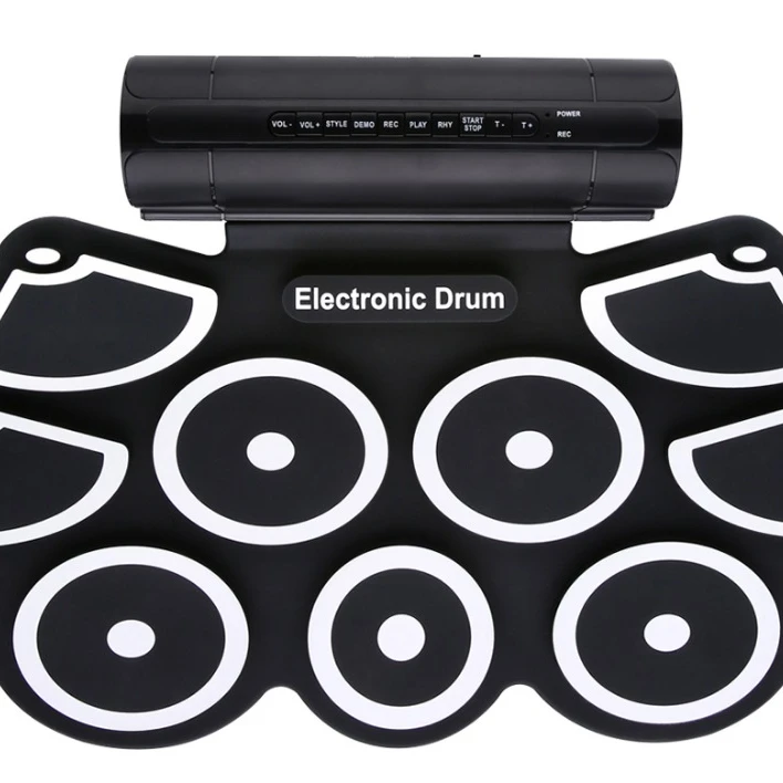 Roll-Up Drum Kit with Built-in Speaker Foot Pedals, Drumsticks, and Power Supply Foldable Portable Electronic Drum Set