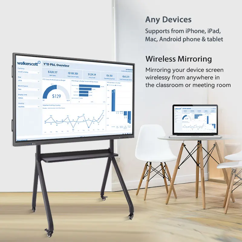 Affordable price 75 inch dual system Android 13 smart boards IR touch interactive whiteboard  for conference