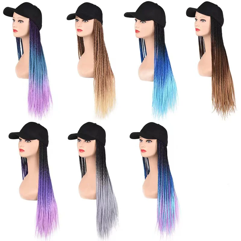 Wholesale straight bob baseball hat wig with hair extension synthetic hat wigs for women girl
