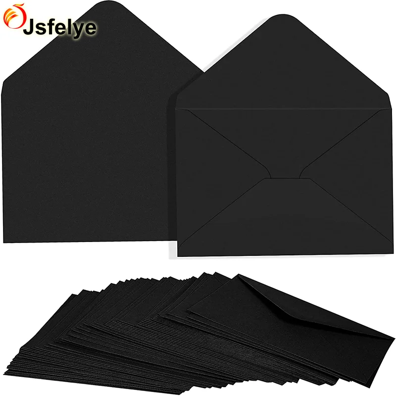 C6 Black Paper Envelope Triangle Seal Retro Simple Style for Business Wedding Party Holiday