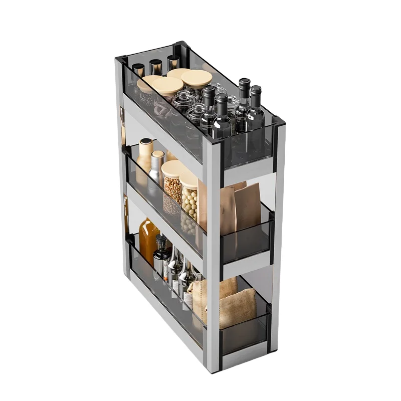 Glass Metal Fruit Vegetable Stainless Steel Organizer Spice Bottle Cabinet Storage Rack Storage Sliding Kitchen Pull Out Basket