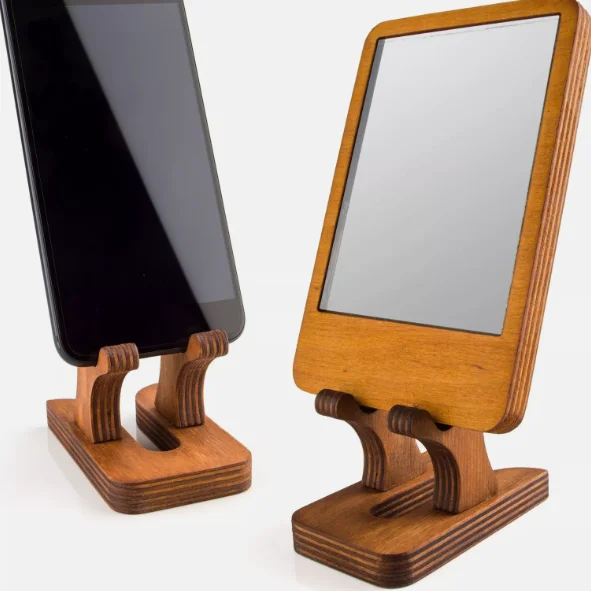 Bestselling Wooden Brown Retro Smartphone Stand Desktop Tablet Display Stand For Home And Office Use